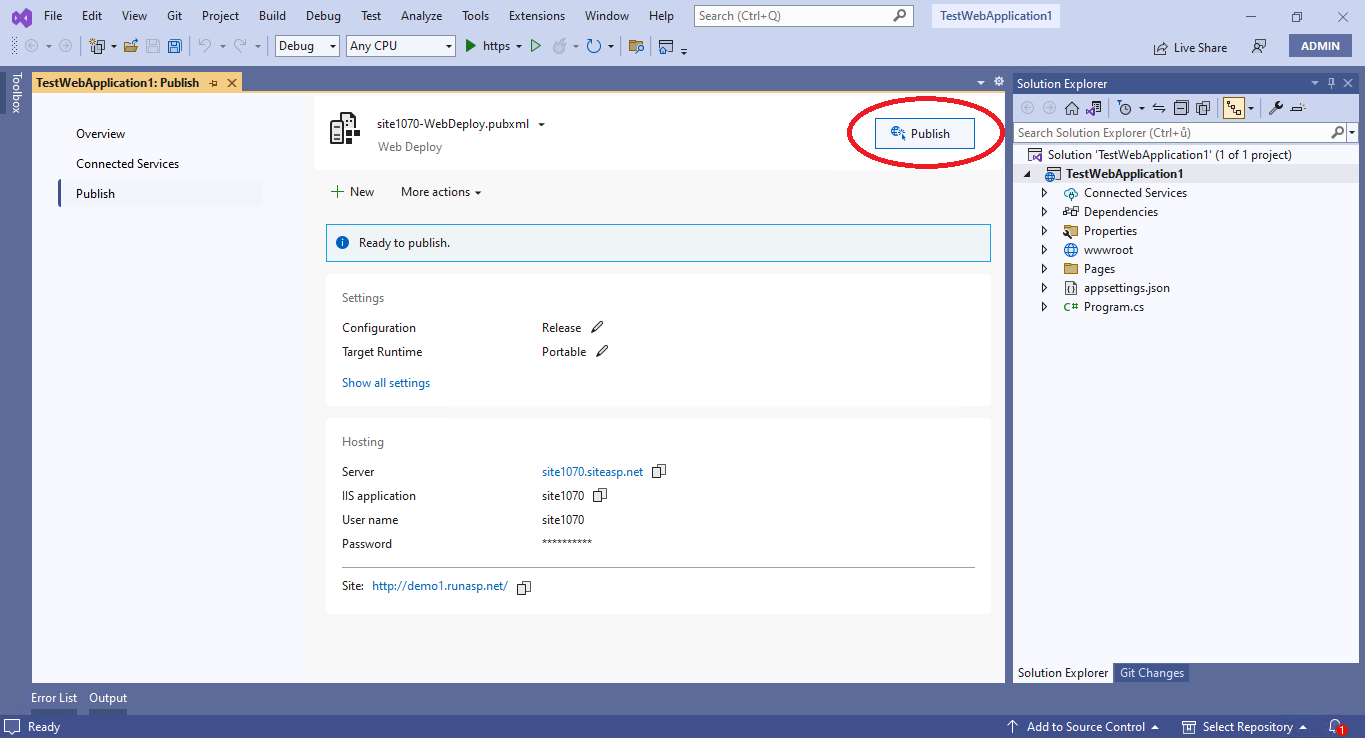 Visual Studio - publish - step5